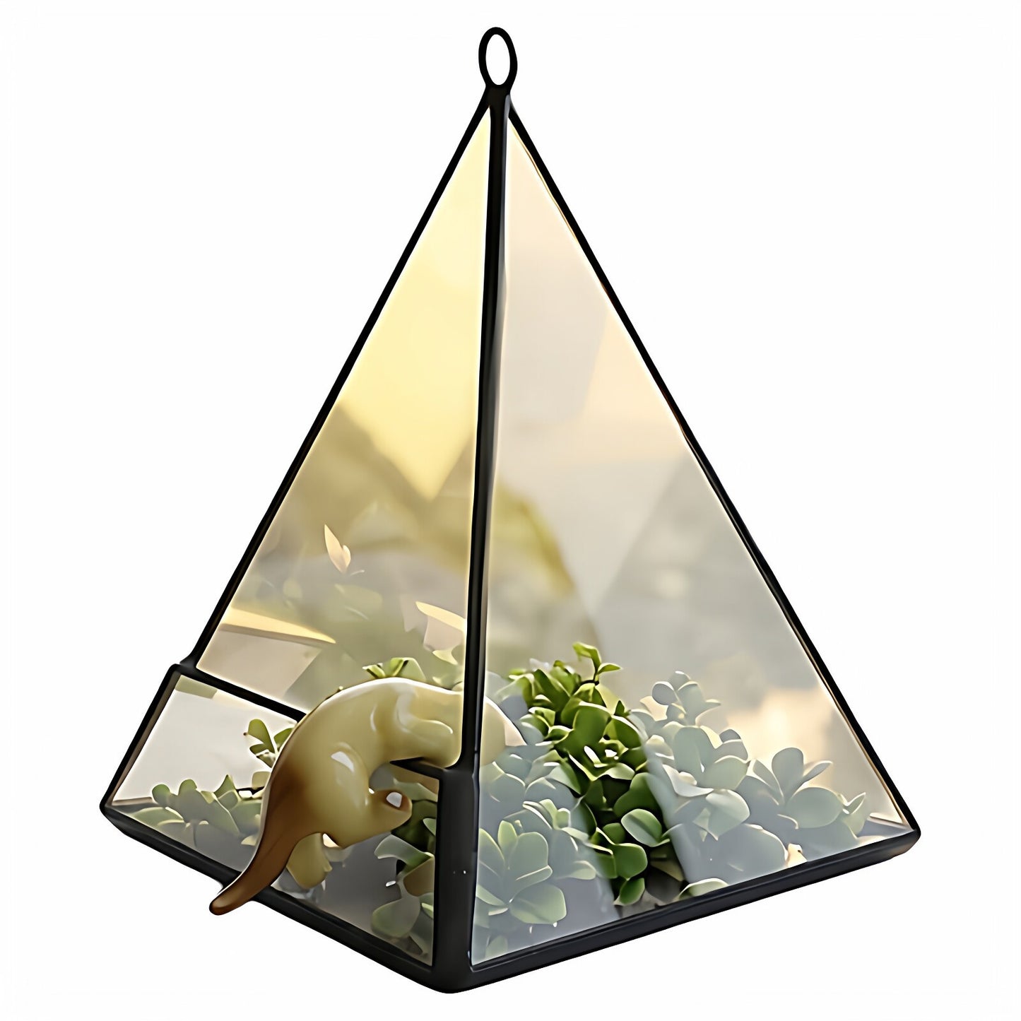 Geometric glass conservatory, triangular flower vase