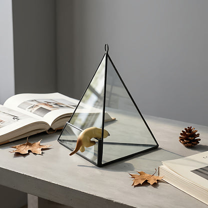 Geometric glass conservatory, triangular flower vase